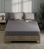 Monkler Steel Grey 100% Cotton Abstract King Size Bedsheet with 2 Pillow Covers